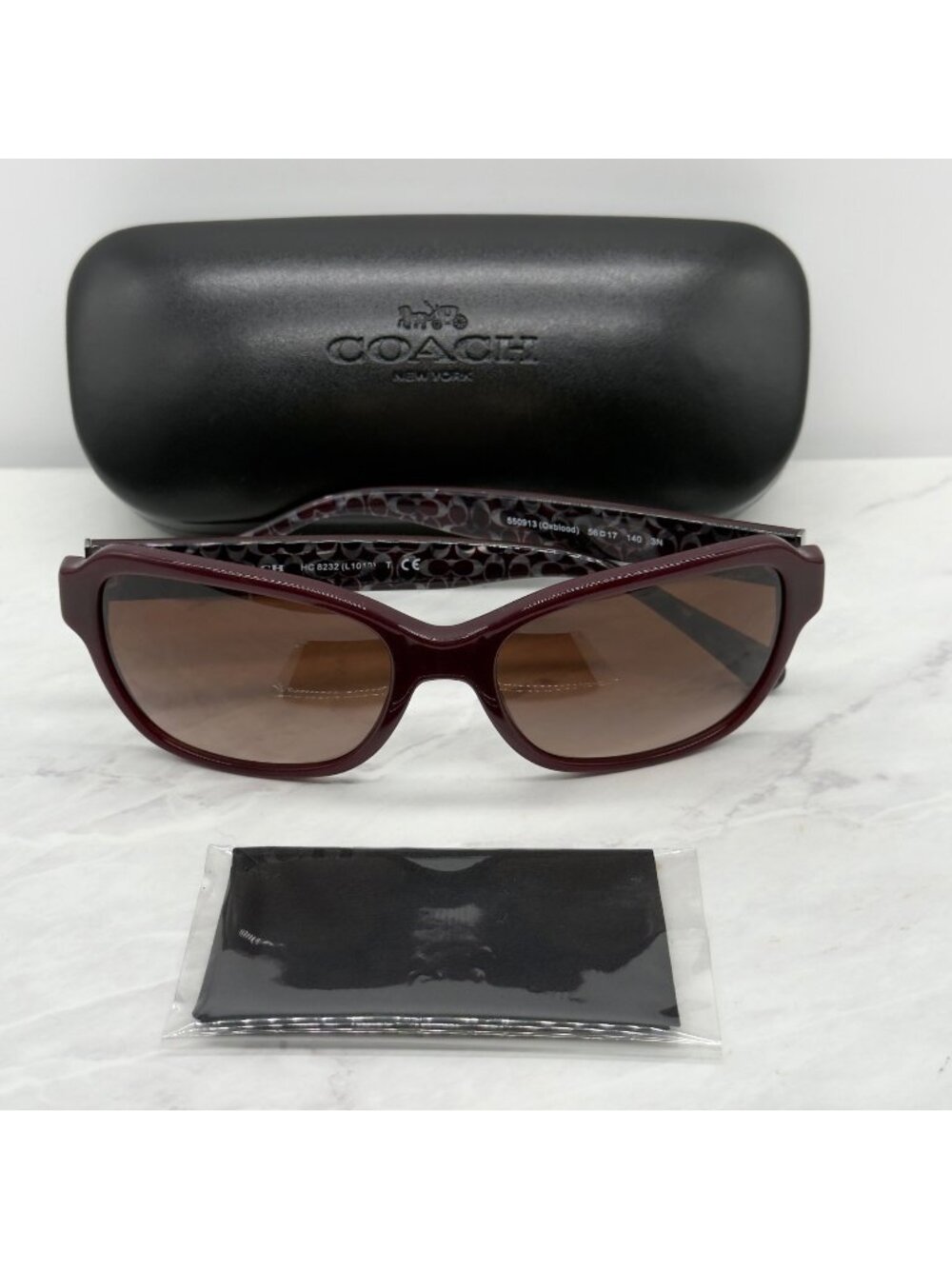 Coach HC8232 550913 Sunglasses Oxblood Square Brown Gradient 56 17 140